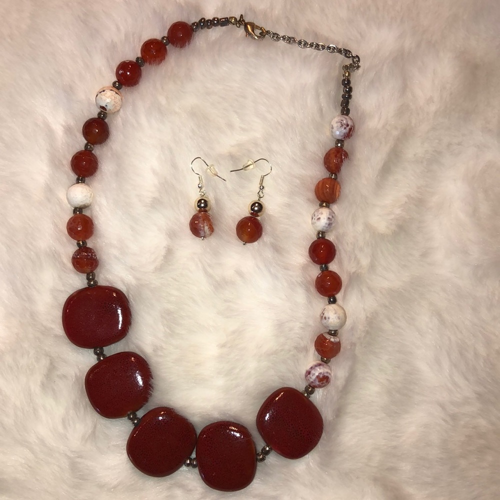 Handmade necklace earrings set